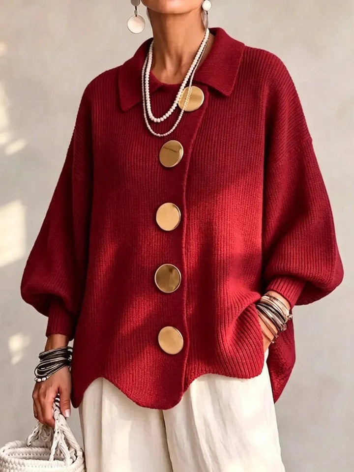 Svea | Oversize-Strickjacke mit goldfarbenen Knöpfen
