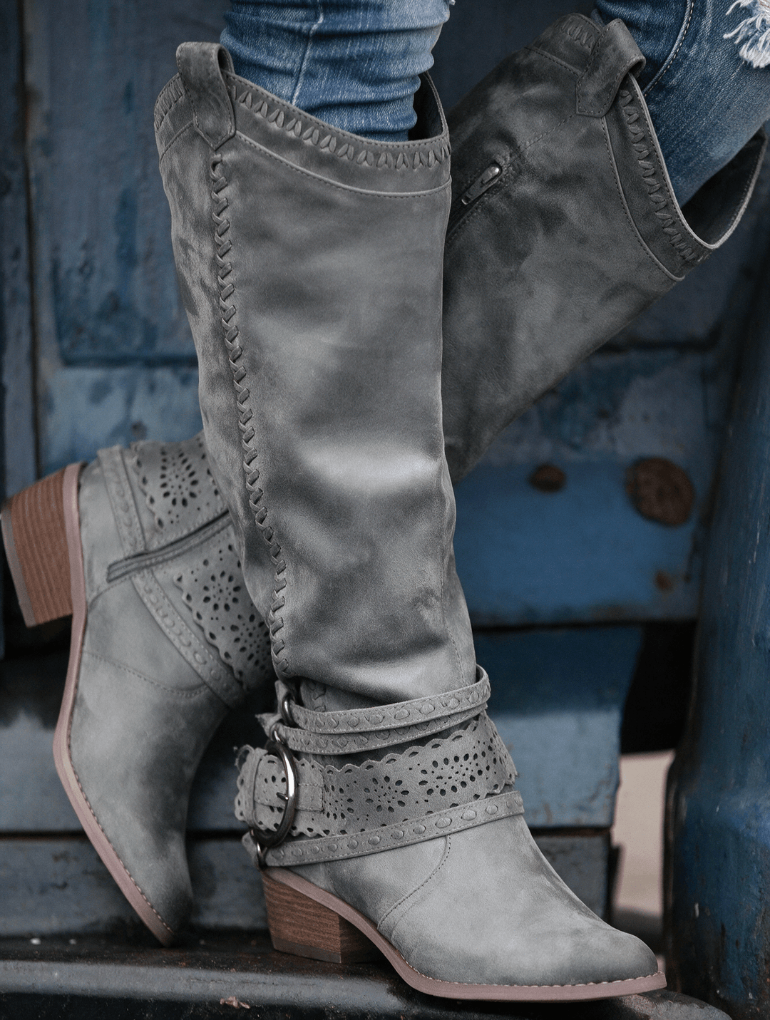 Seleina | Westernstiefel mit Zierriemen