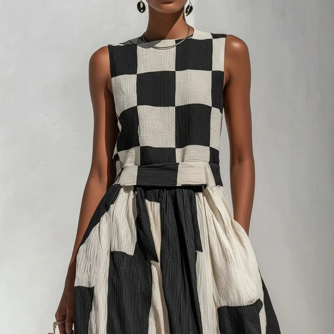 Noa - Langes Kleid mit geometrischem Muster