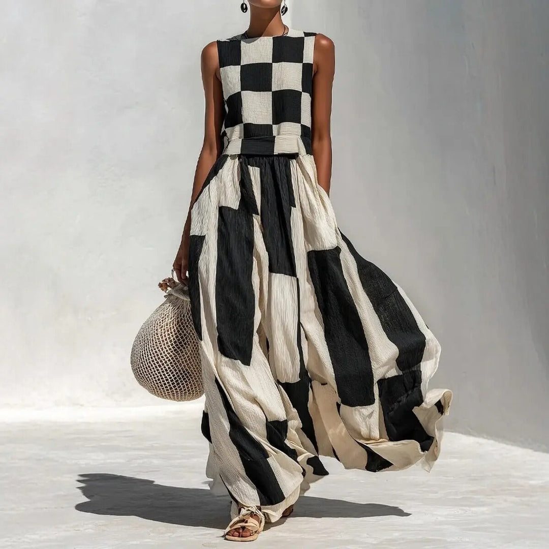 Noa - Langes Kleid mit geometrischem Muster