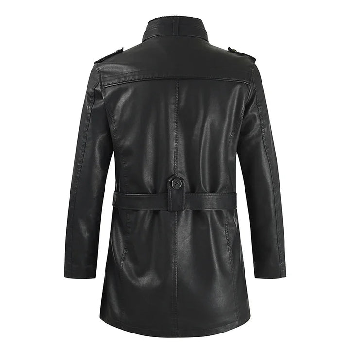 Elegante Lange Leder Bikerjacke