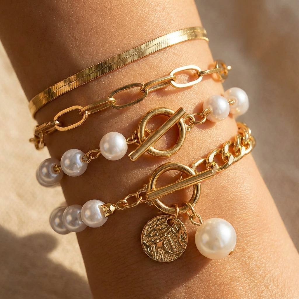 Set von Luxus-Perlenarmbändern