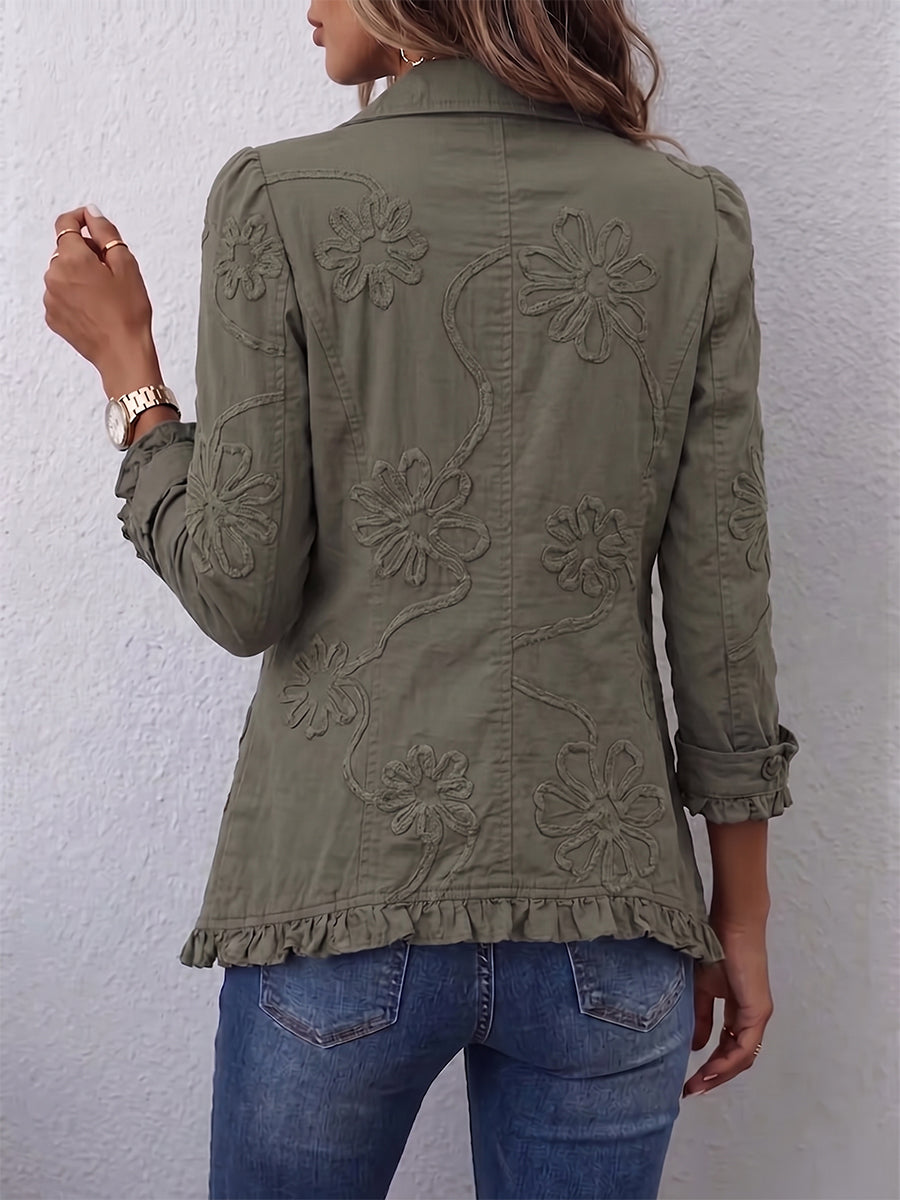 Faustine | Bestickte Bohemian Utility Jacke mit Blumen
