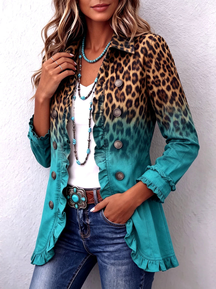 Mercedes | Leopardenblazer mit Farbverlauf und Volants