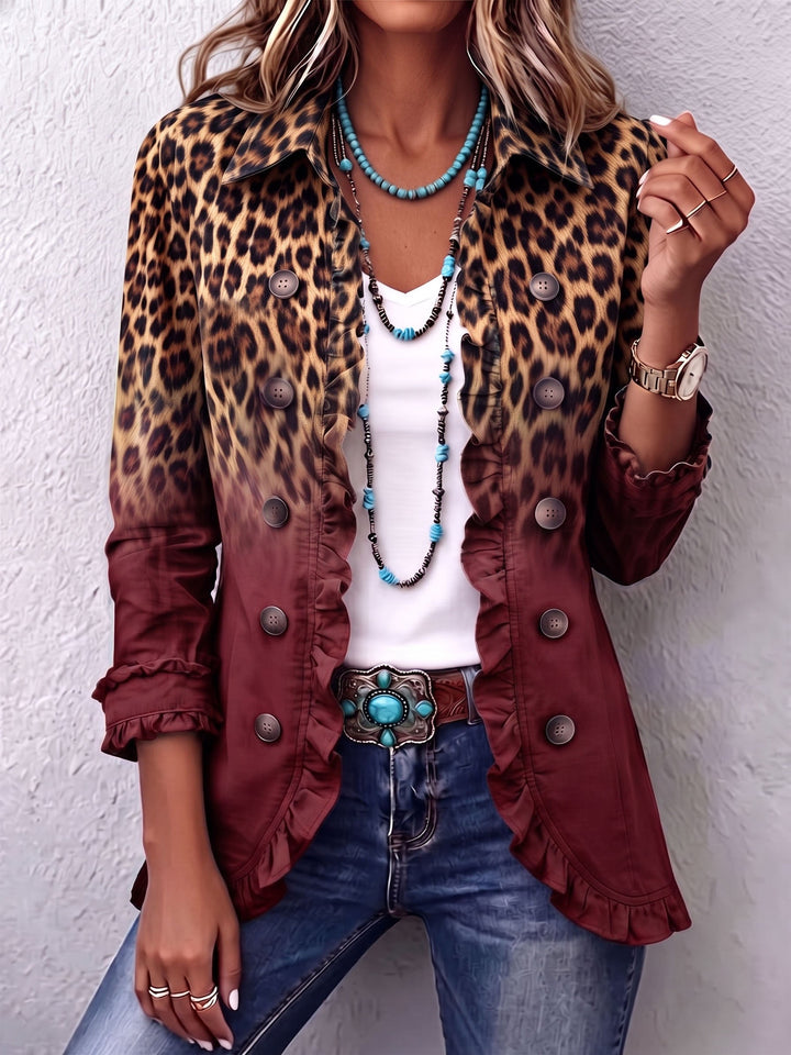 Mercedes | Leopardenblazer mit Farbverlauf und Volants