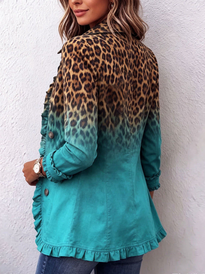 Mercedes | Leopardenblazer mit Farbverlauf und Volants
