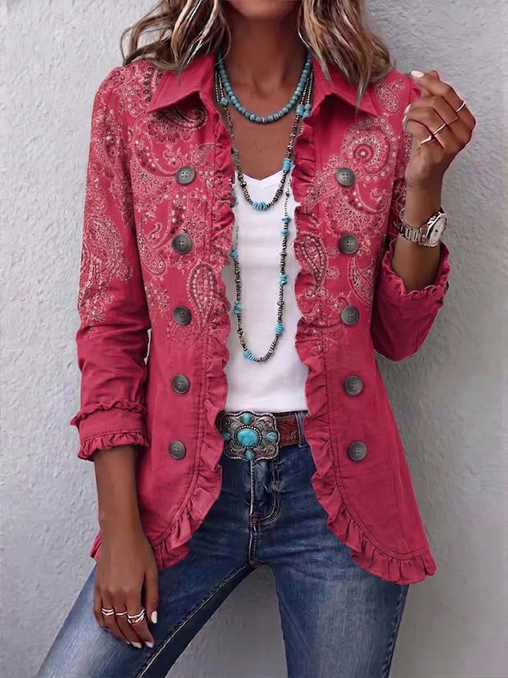 Anbetung | Rose Jacke in Kaschmir-Optik mit Volants