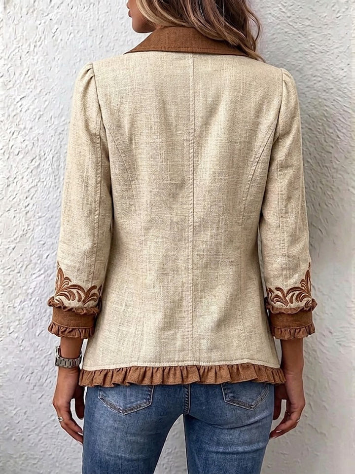 Almudena | Bestickte Blumenjacke mit Rüschen