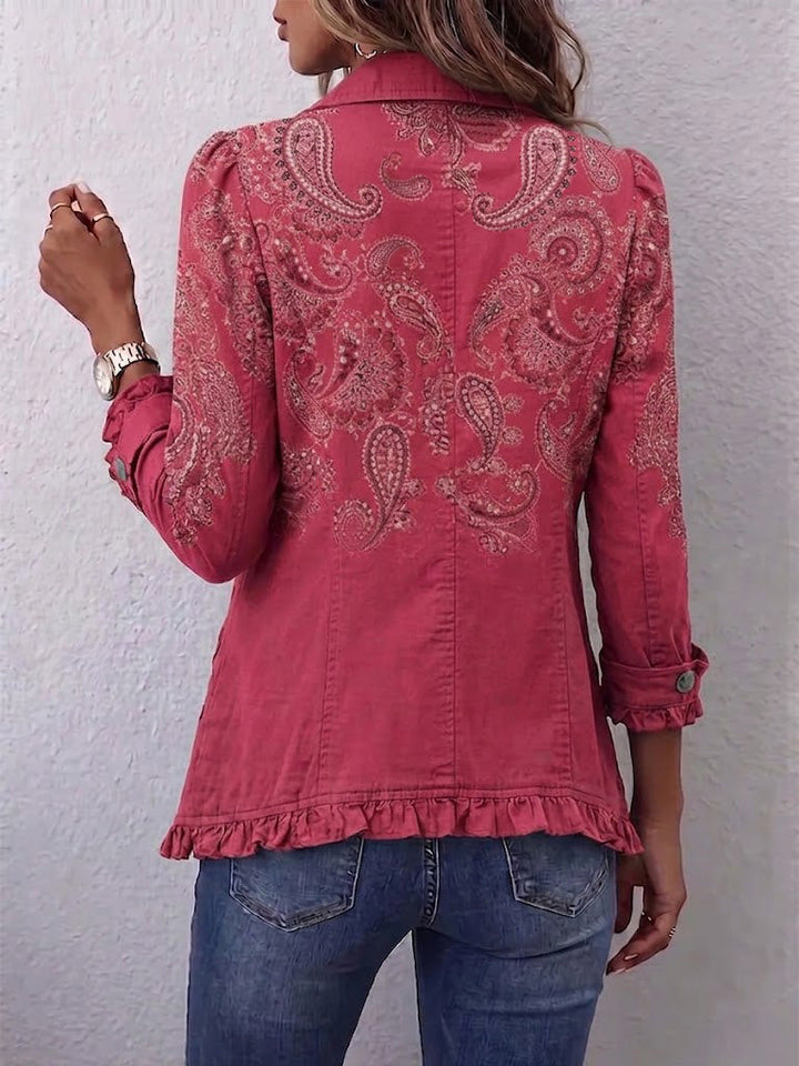 Anbetung | Rose Jacke in Kaschmir-Optik mit Volants