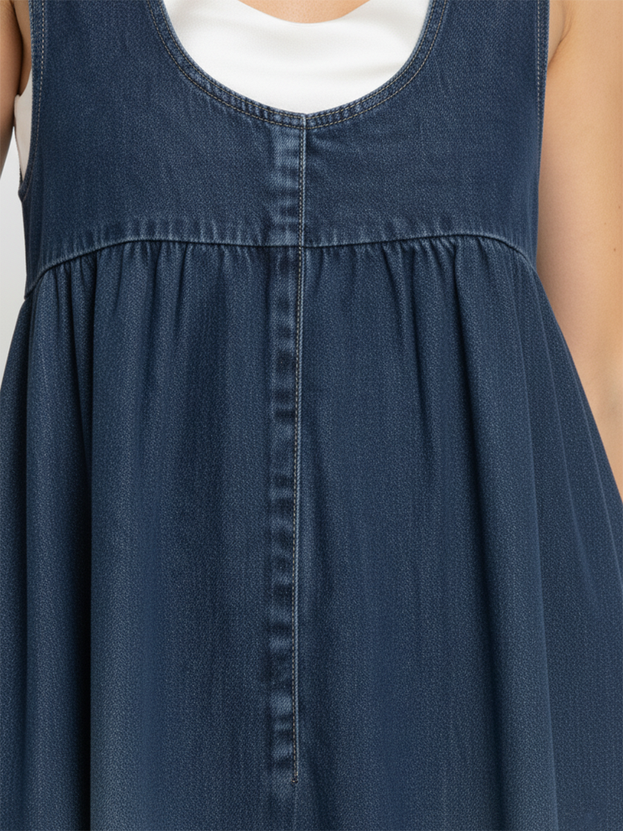 Karen | Vintage-Washed Denim Maxikleid mit einem Hauch von weichem Baumwollstoff