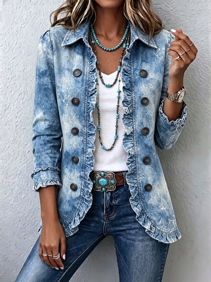 Genoveva | Botanik-Gradient-Jacke mit Rüschen