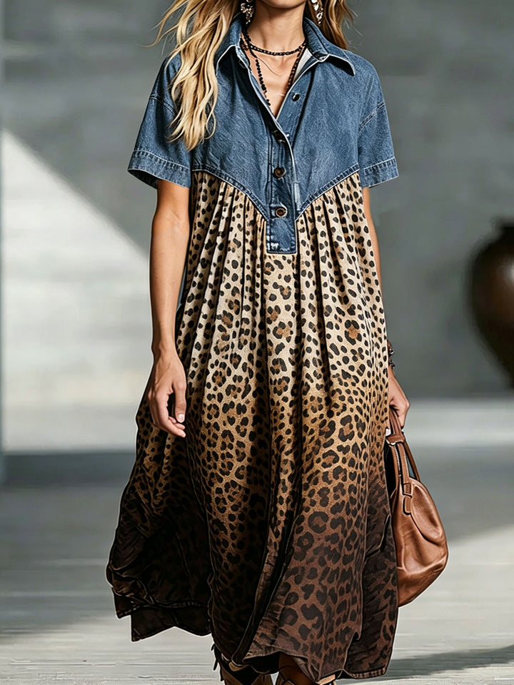 Kleid Penny aus Jeans "Verlauf-Leopard"