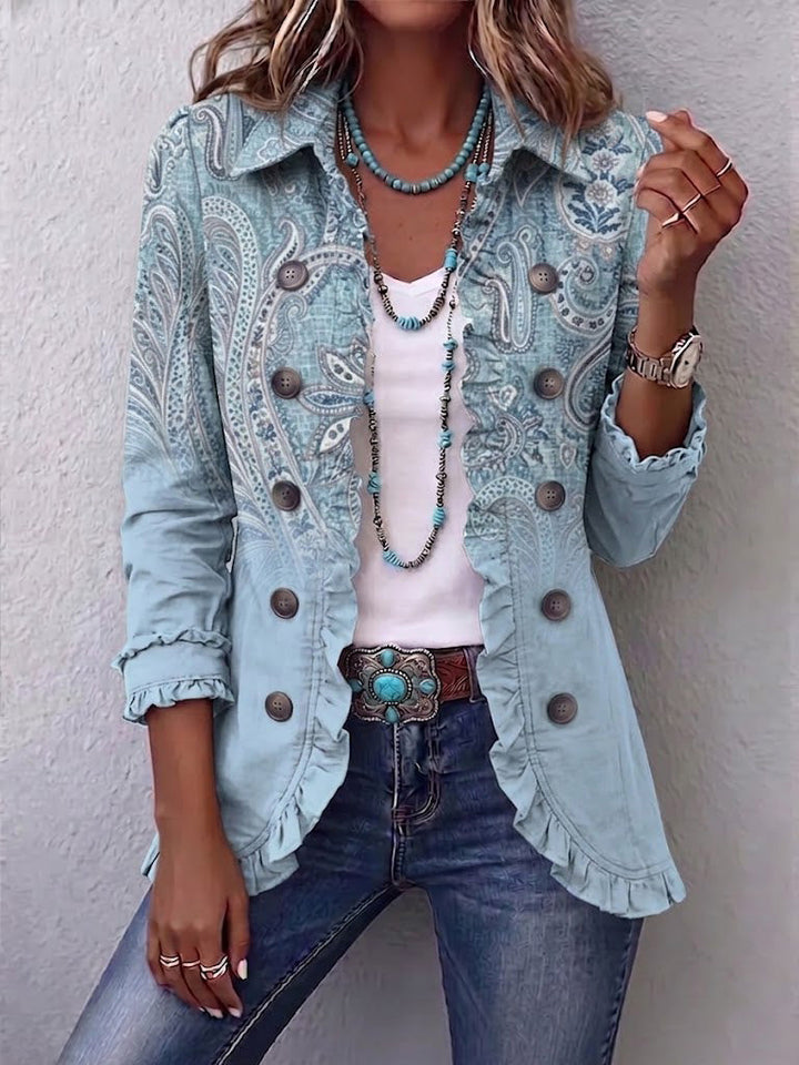 Remedios | Vintage Jacke in Kaschmir-Optik mit Rüschen