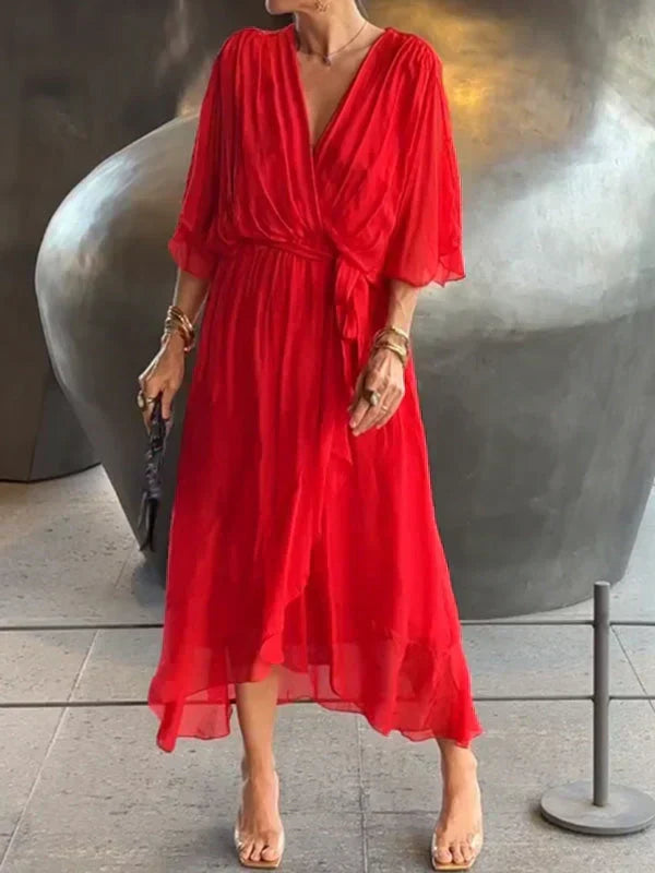 Chiffonkleid mit V-Ausschnitt