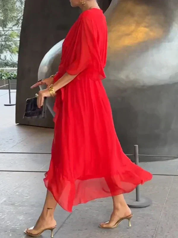 Chiffonkleid mit V-Ausschnitt