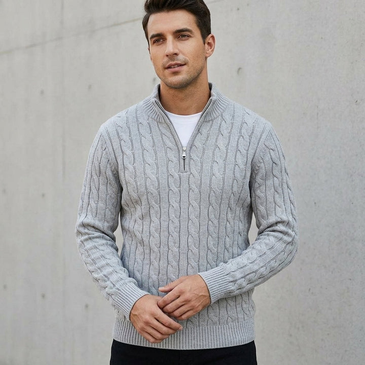 Noel™ – Zopfstrickpullover mit halbem Reissverschluss