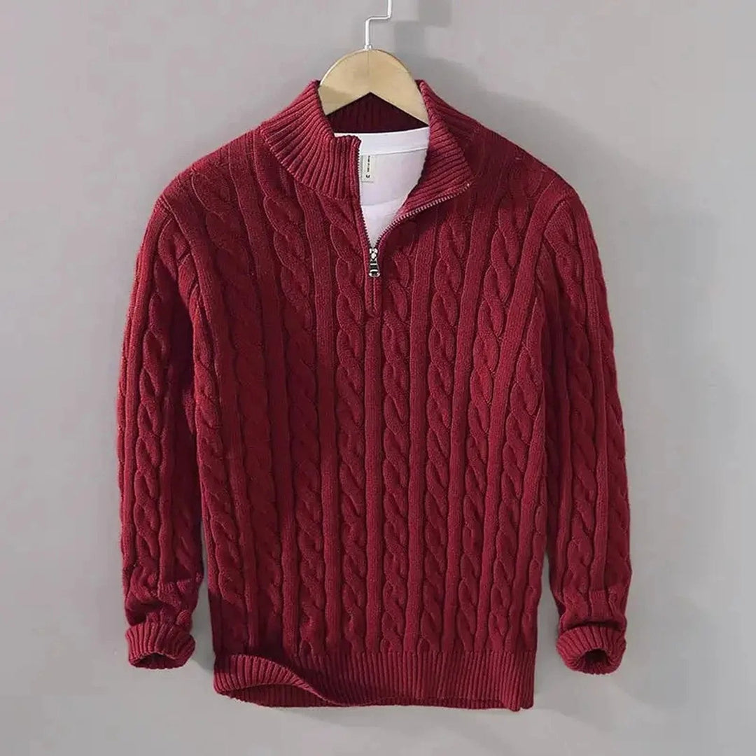 Noel™ – Zopfstrickpullover mit halbem Reissverschluss