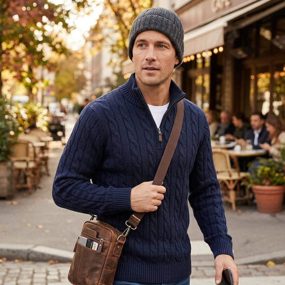 Noel™ – Zopfstrickpullover mit halbem Reissverschluss
