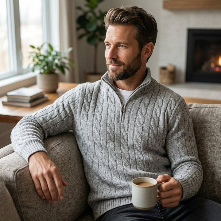 Noel™ – Zopfstrickpullover mit halbem Reissverschluss