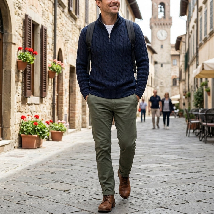 Noel™ – Zopfstrickpullover mit halbem Reissverschluss