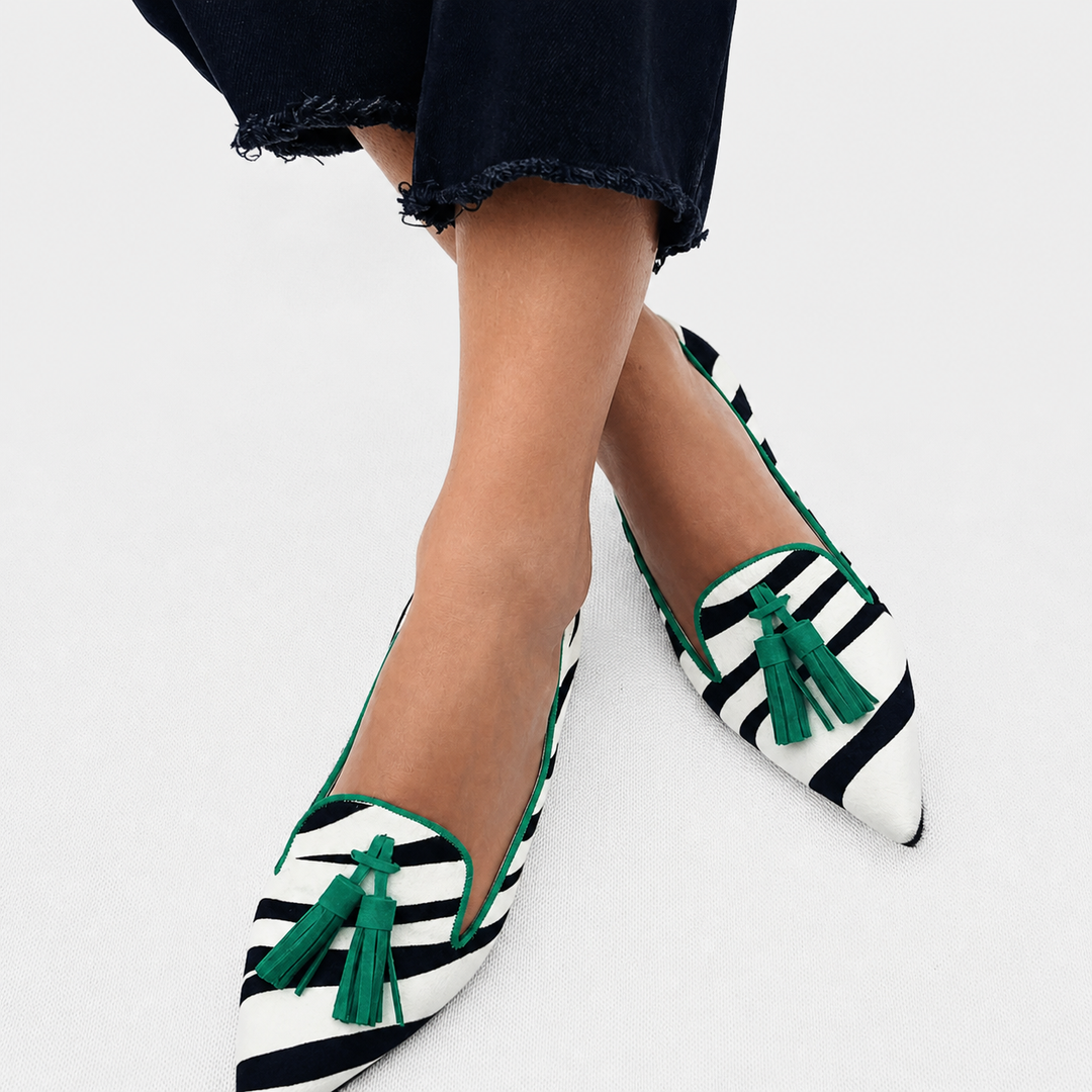 Riane | Grüne Loafers mit Zebraprint