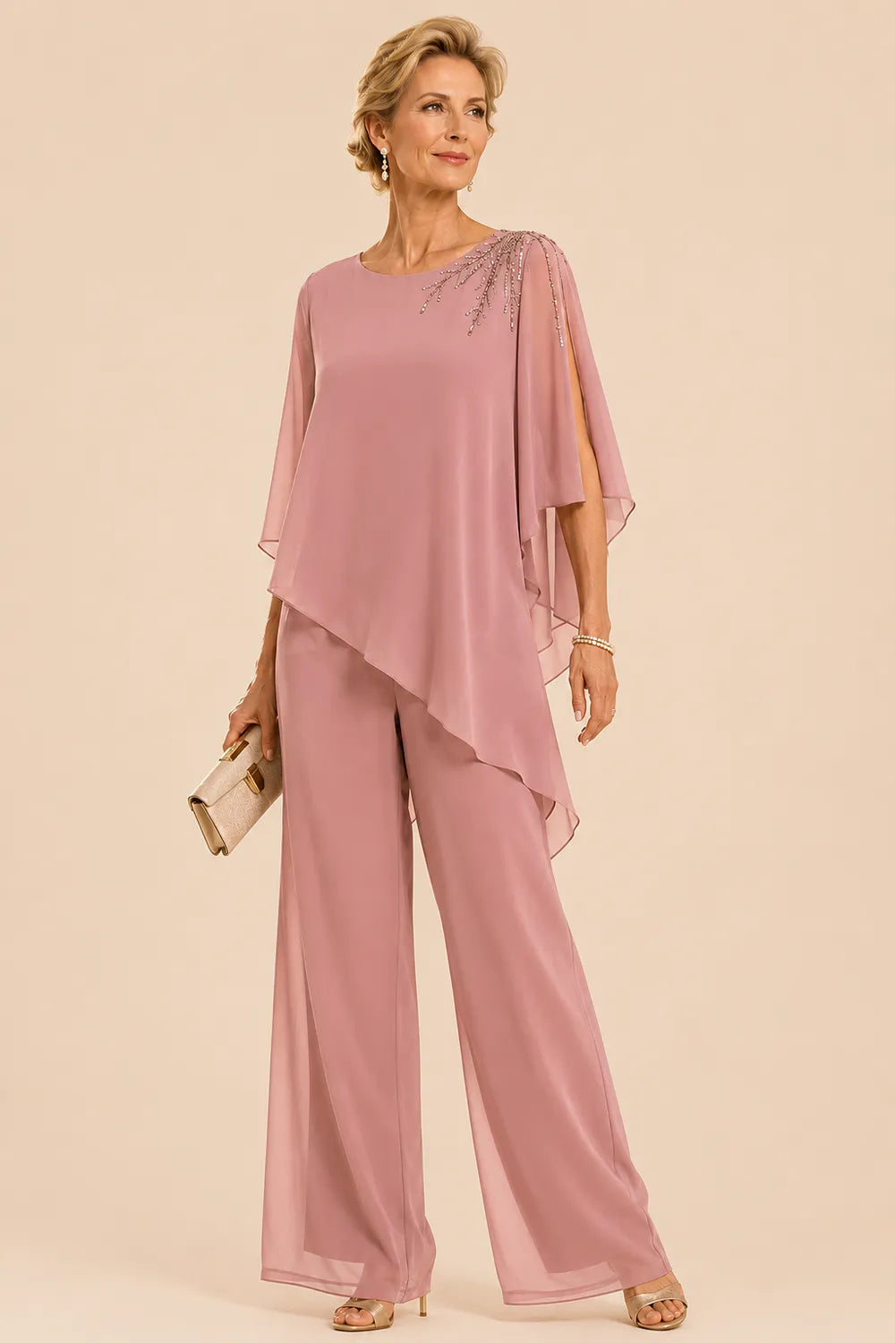 Eleganter Chiffon-Jumpsuit für die Mutter der Braut