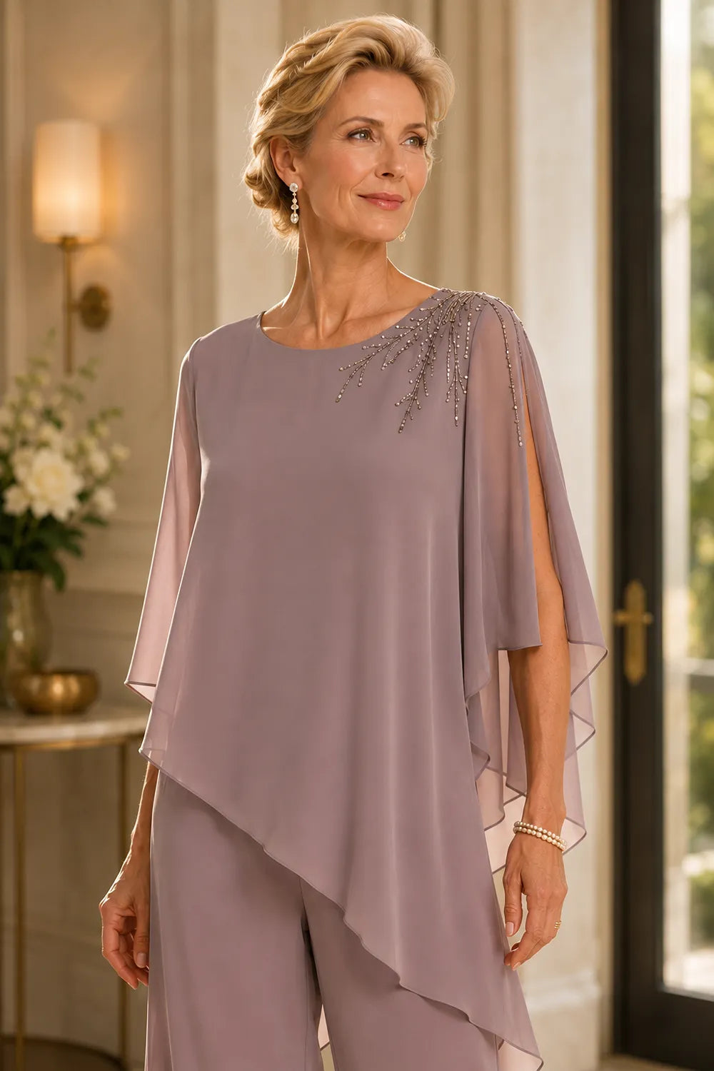 Eleganter Chiffon-Jumpsuit für die Mutter der Braut