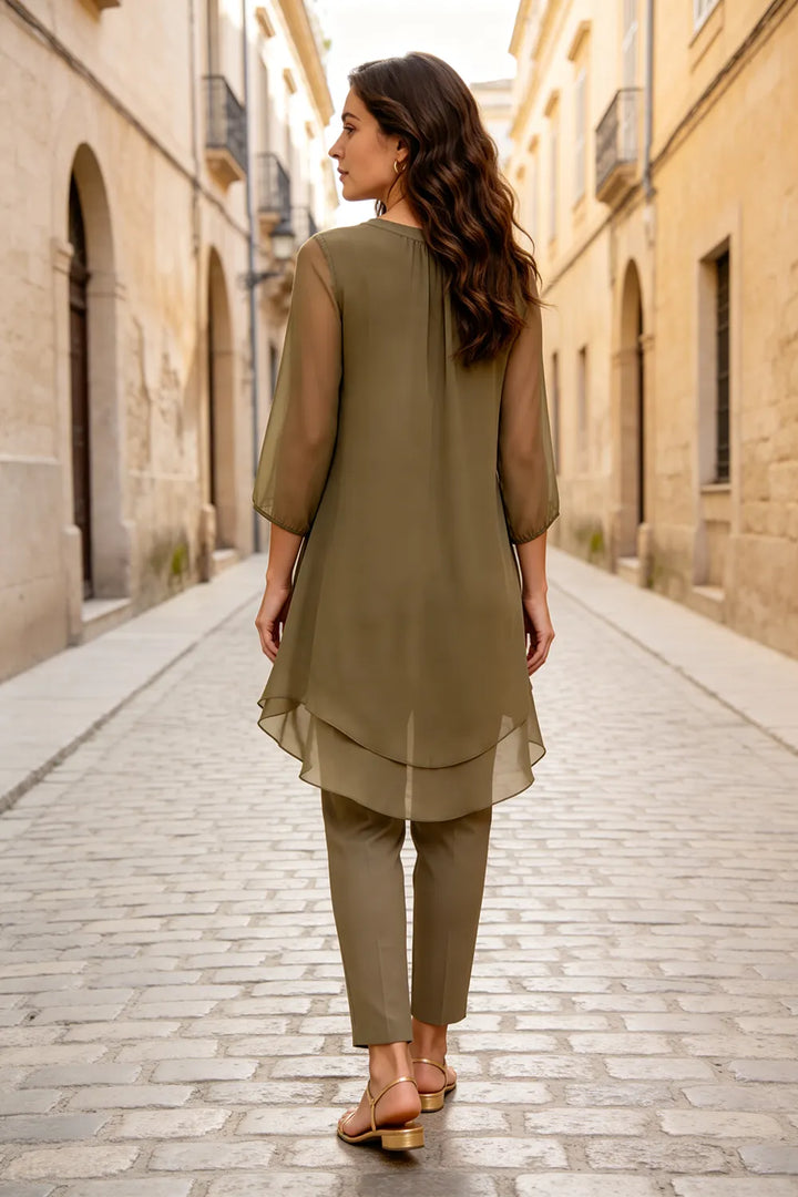 Seraphina elegantes Hosenensemble mit Overlay