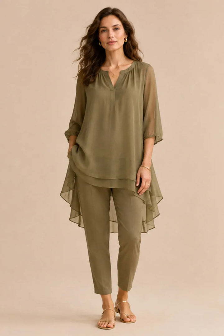 Seraphina elegantes Hosenensemble mit Overlay
