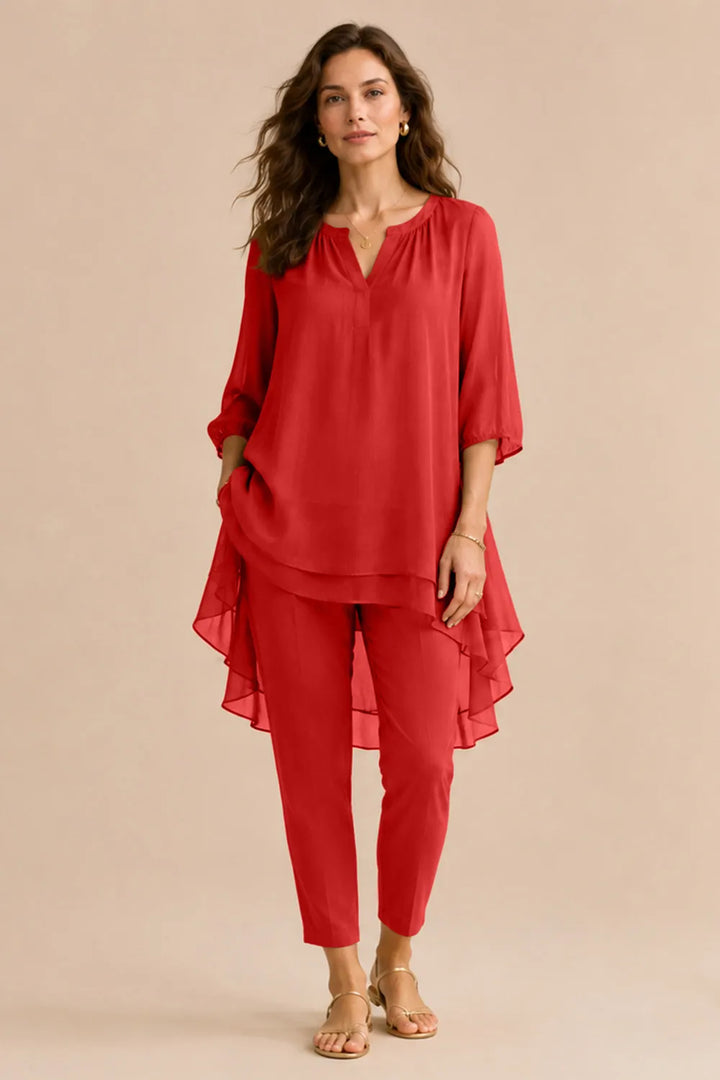 Seraphina elegantes Hosenensemble mit Overlay