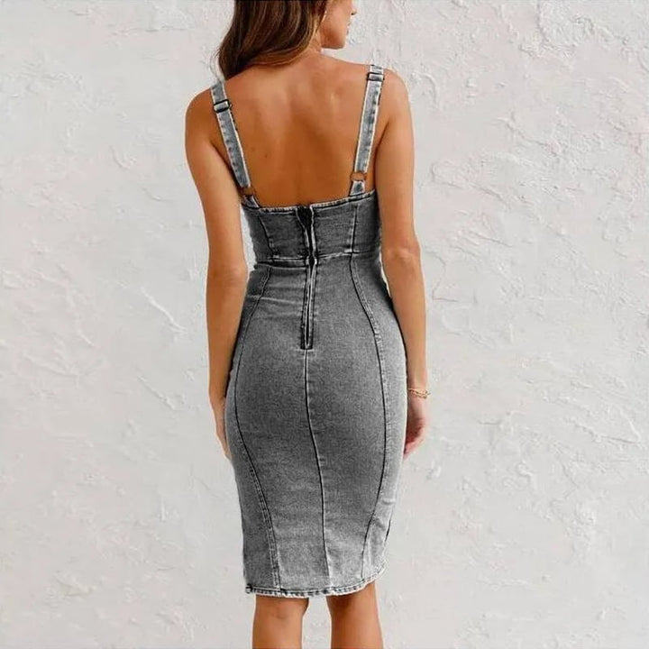 Enganliegendes Denim-Camisole-Kleid