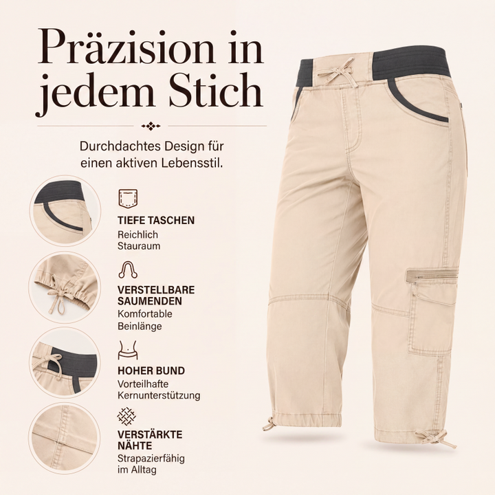 Hoch taillierte Cargo-Caprihosen für Damen
