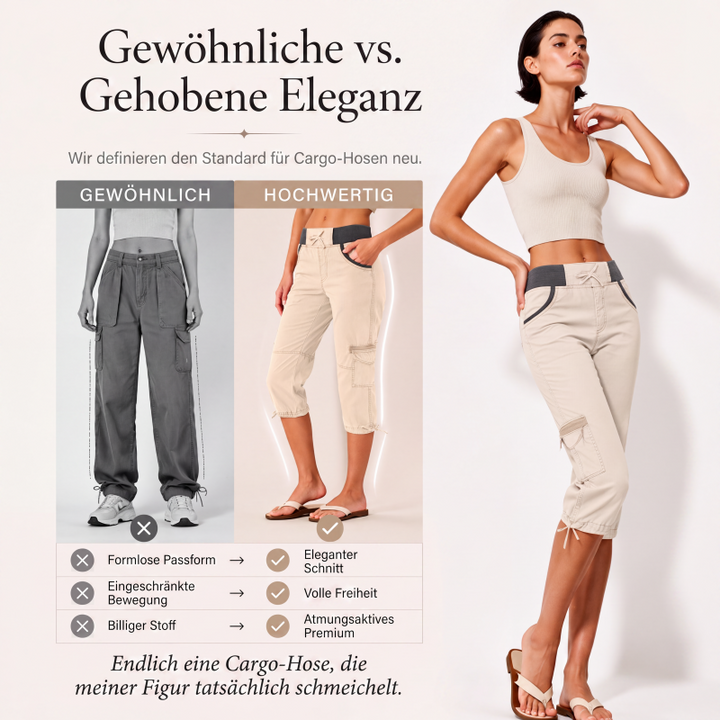 Hoch taillierte Cargo-Caprihosen für Damen