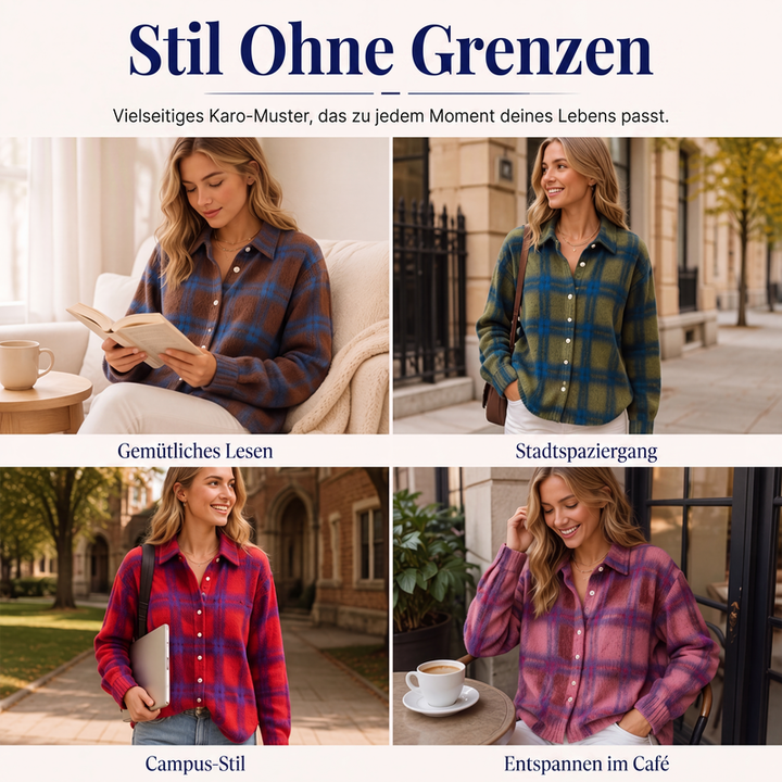 Damen Karo-Cardigan mit Knopfleiste - Lässig, gemütlich & vielseitig