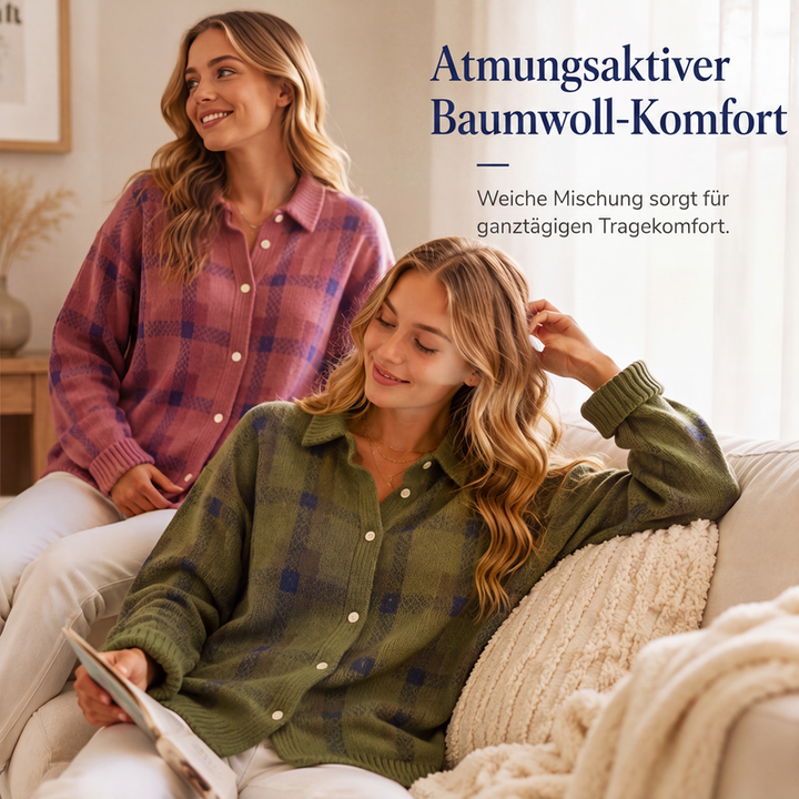 Damen Karo-Cardigan mit Knopfleiste - Lässig, gemütlich & vielseitig
