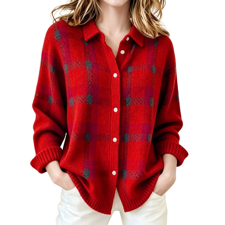 Damen Karo-Cardigan mit Knopfleiste - Lässig, gemütlich & vielseitig