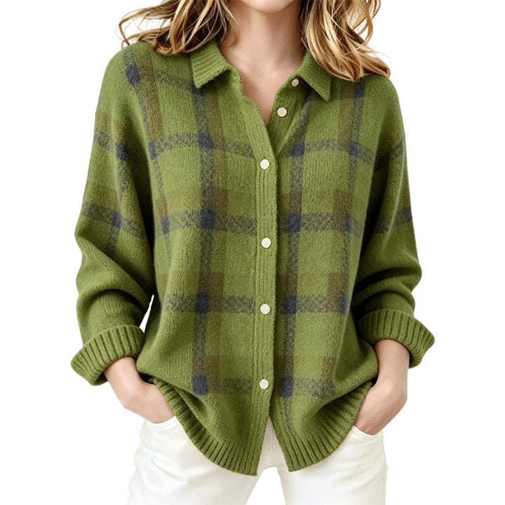 Damen Karo-Cardigan mit Knopfleiste - Lässig, gemütlich & vielseitig