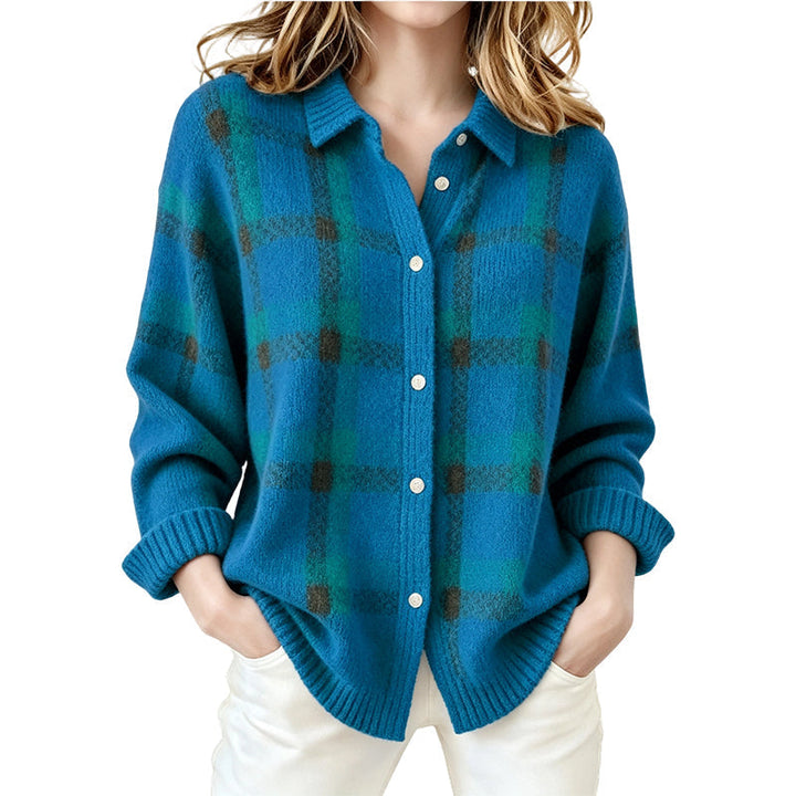 Damen Karo-Cardigan mit Knopfleiste - Lässig, gemütlich & vielseitig
