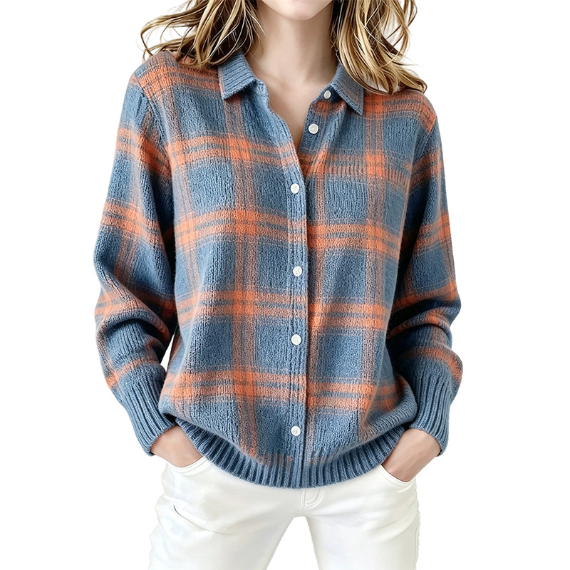 Damen Karo-Cardigan mit Knopfleiste - Lässig, gemütlich & vielseitig