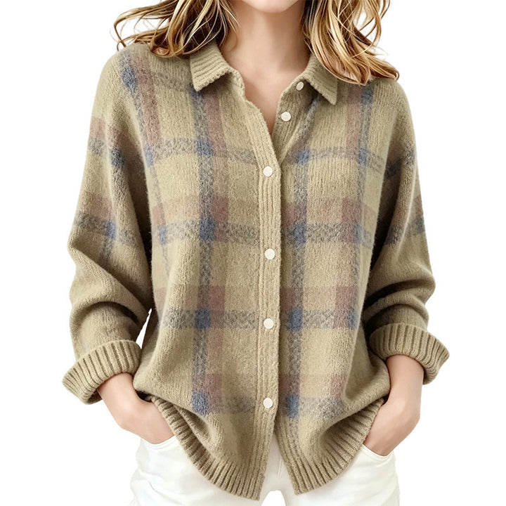 Damen Karo-Cardigan mit Knopfleiste - Lässig, gemütlich & vielseitig