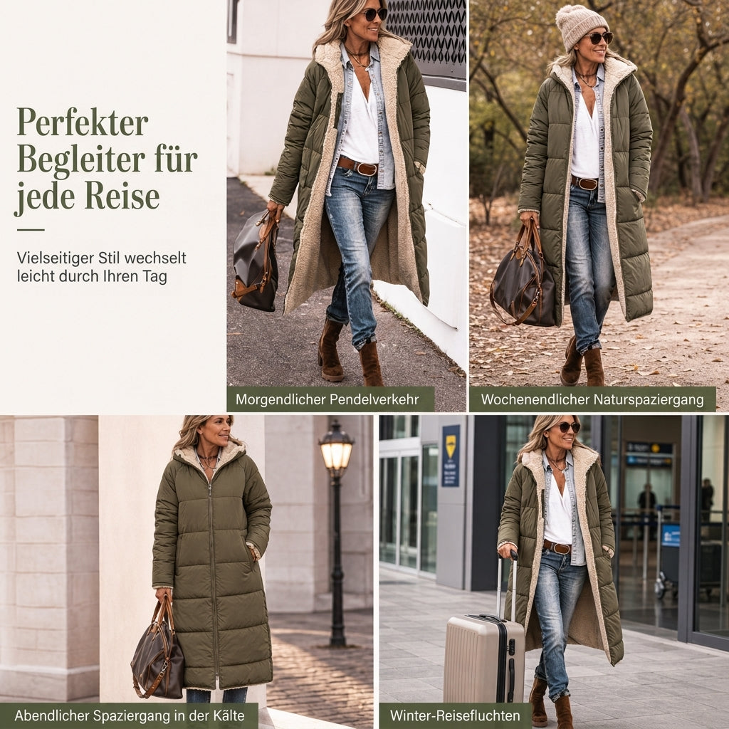 Wendbare, wattierte Slim-Fit-Mantel mit Kapuze