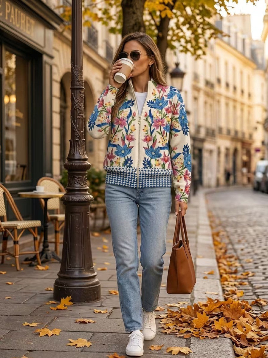 Clementine | Botanischer Garten Zip Cardigan