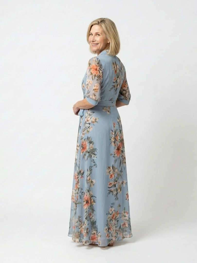 Elowen | Wickel-Maxikleid mit V-Ausschnitt und Blumendruck