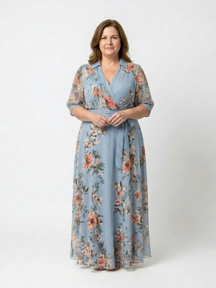 Elowen | Wickel-Maxikleid mit V-Ausschnitt und Blumendruck