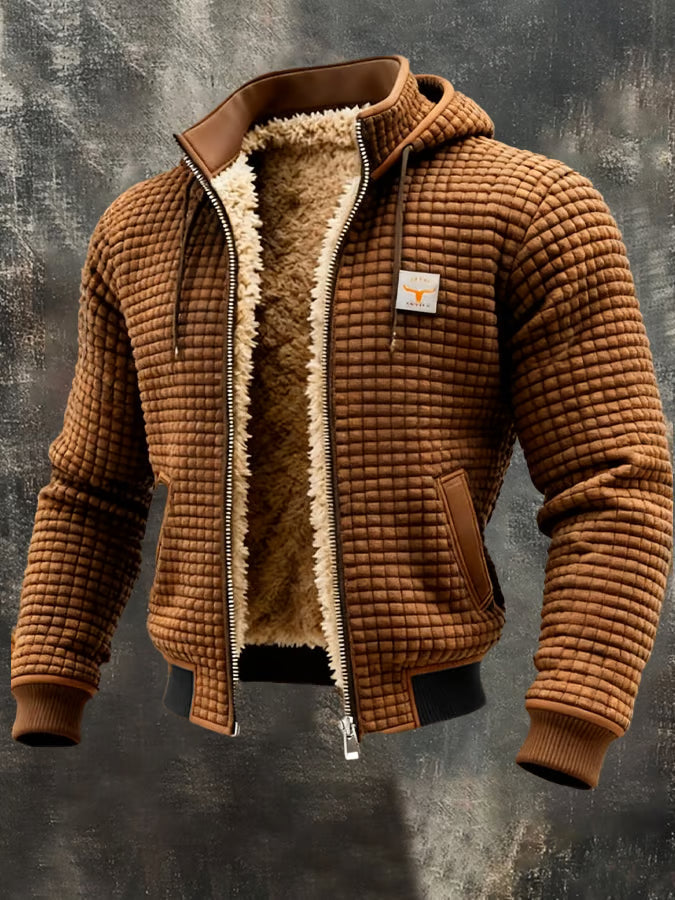 Retrojacke mit Kapuze und Reißverschluss