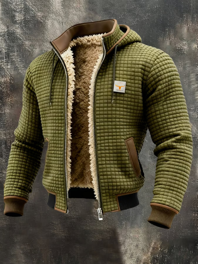 Retrojacke mit Kapuze und Reißverschluss