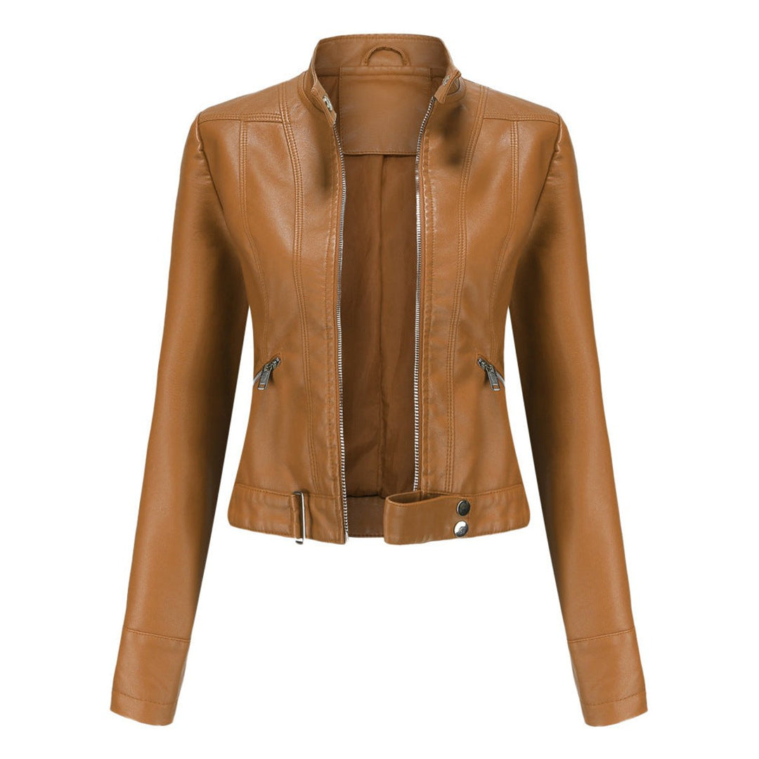 Linnea | Kurze Stehkragen-Motorradjacke