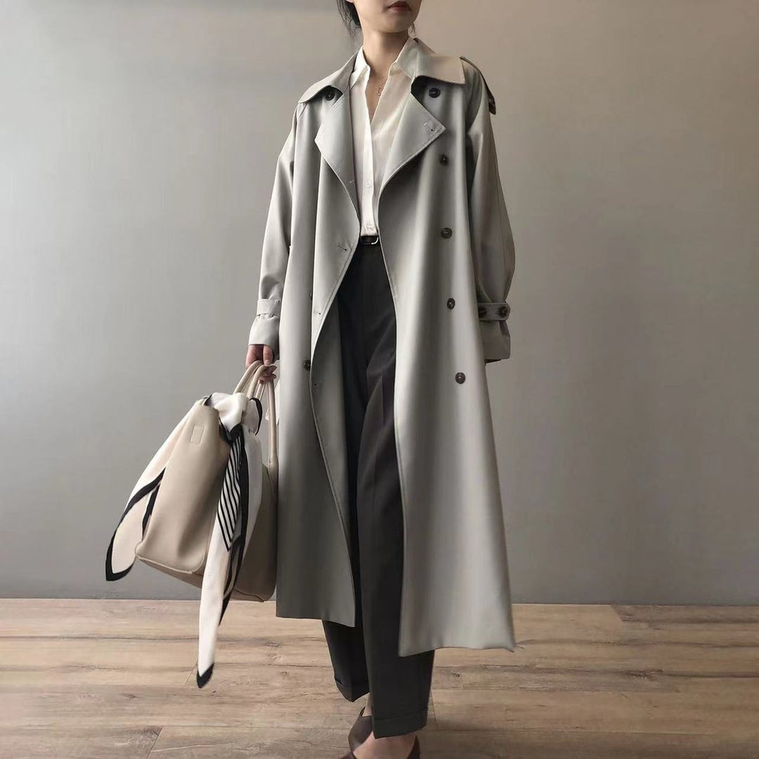 Katherine | Doppelreihiger, Gürtelloser Langer Trenchcoat