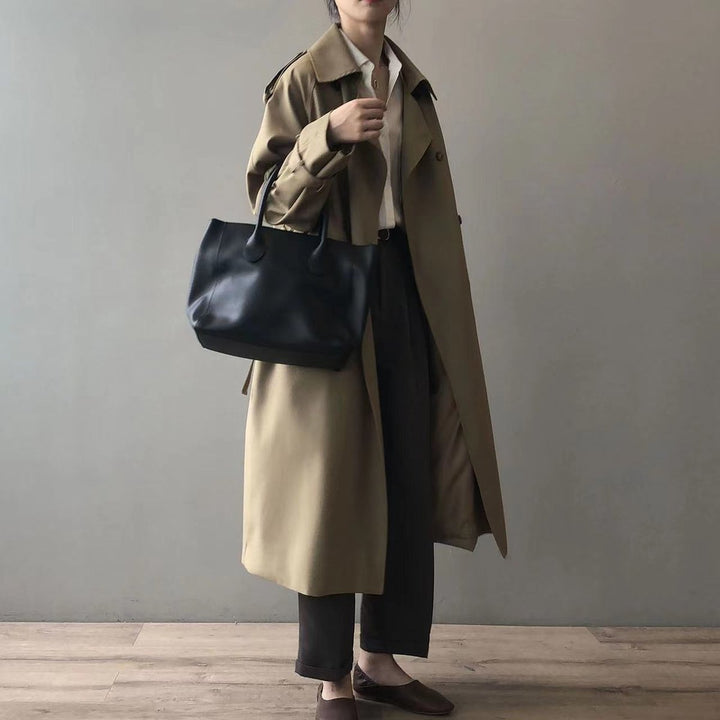Katherine | Doppelreihiger, Gürtelloser Langer Trenchcoat