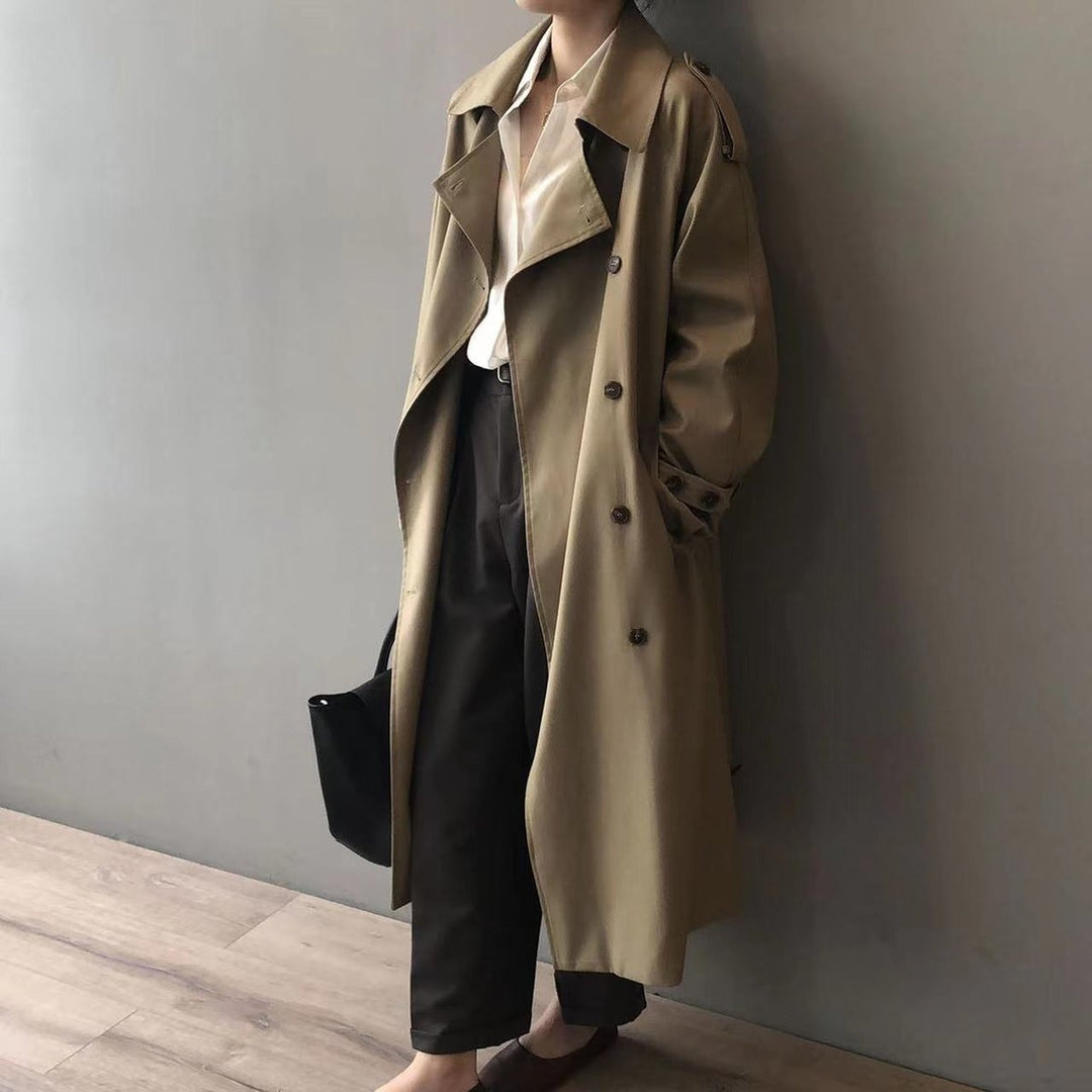 Katherine | Doppelreihiger, Gürtelloser Langer Trenchcoat